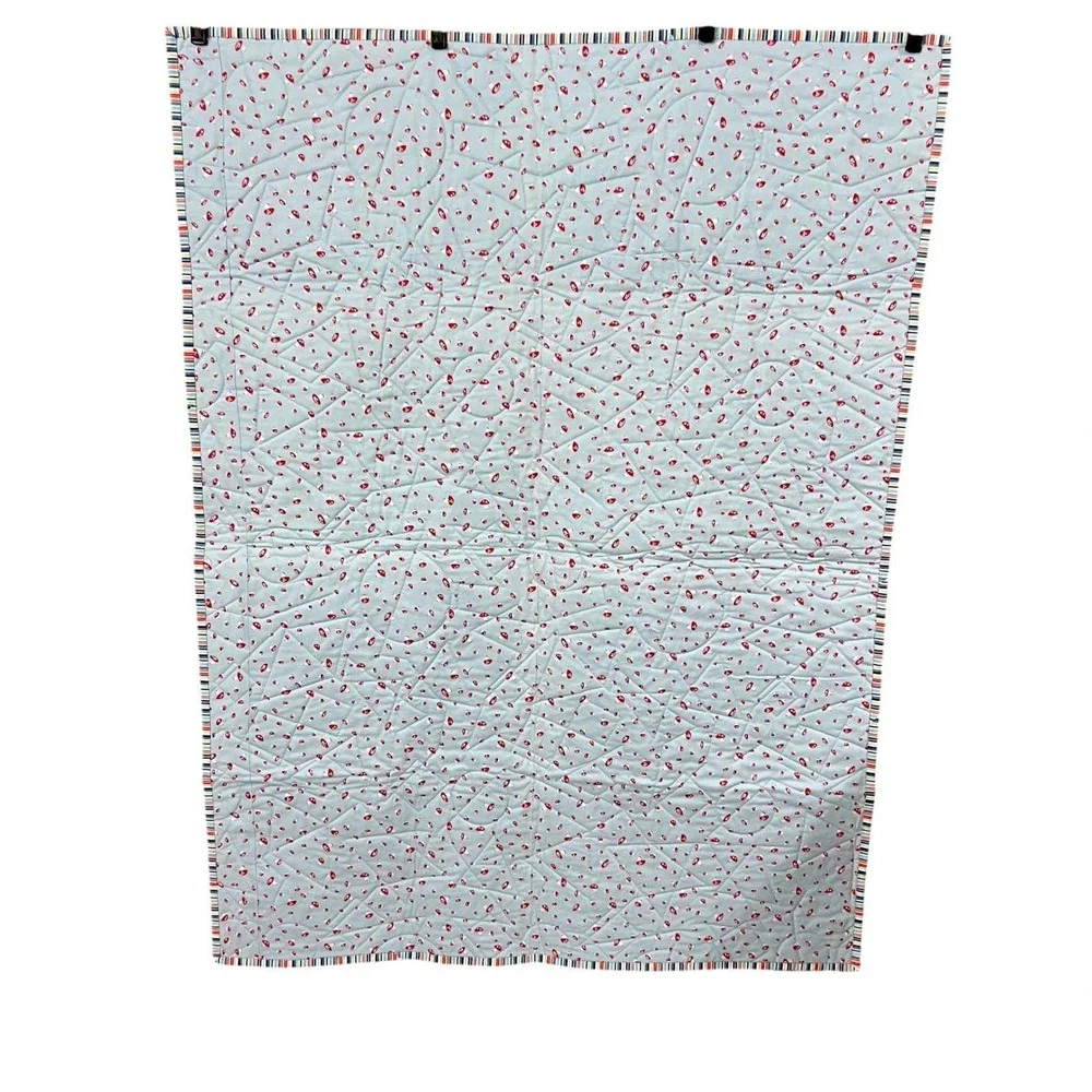 Handmade‎ Patchwork Quilt 37x48 Navy Diamond Throw Cottagecore